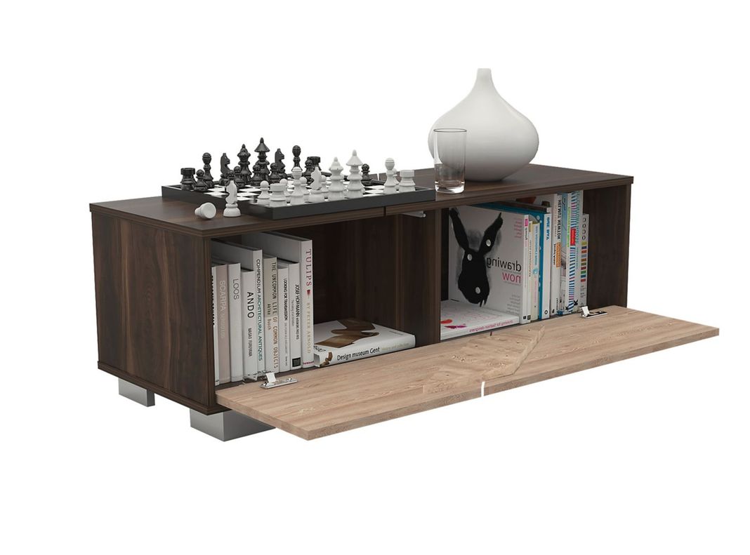 Combo Muebles Fraktal Habano Miel Bar + Mesa Centro-3