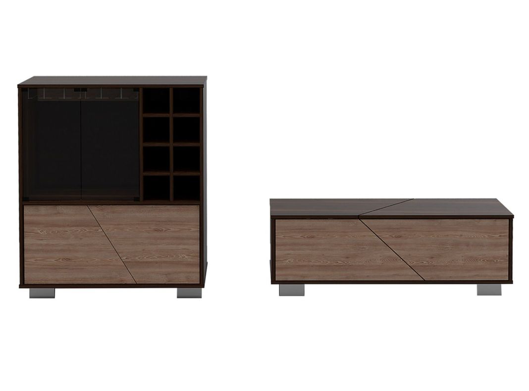 Combo Muebles Fraktal Habano Miel Bar + Mesa Centro-0