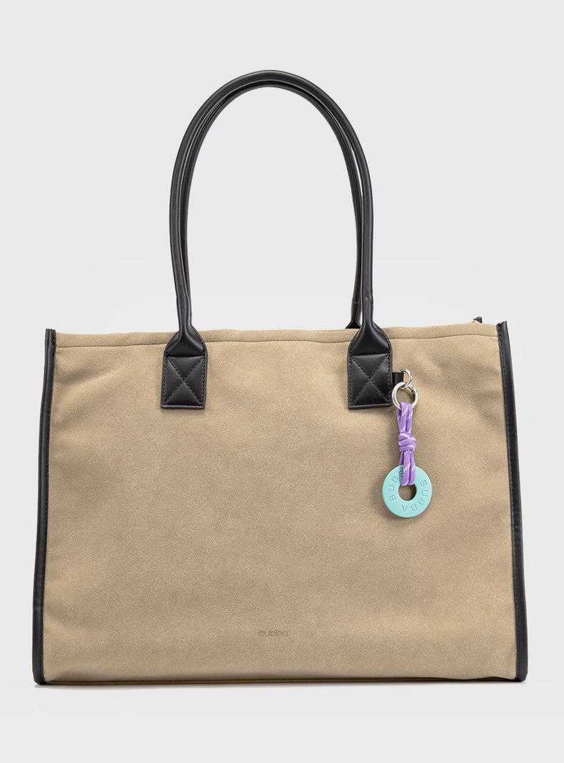 Cartera Tipo Tote Suede Beige