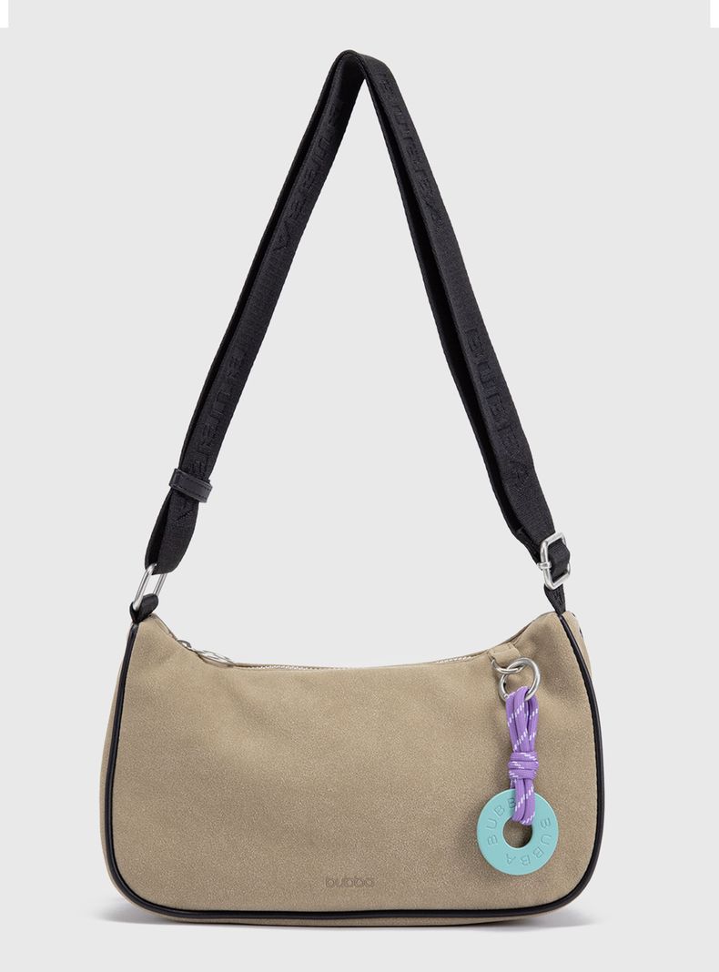 Cartera de Hombro Purse Suede Beige