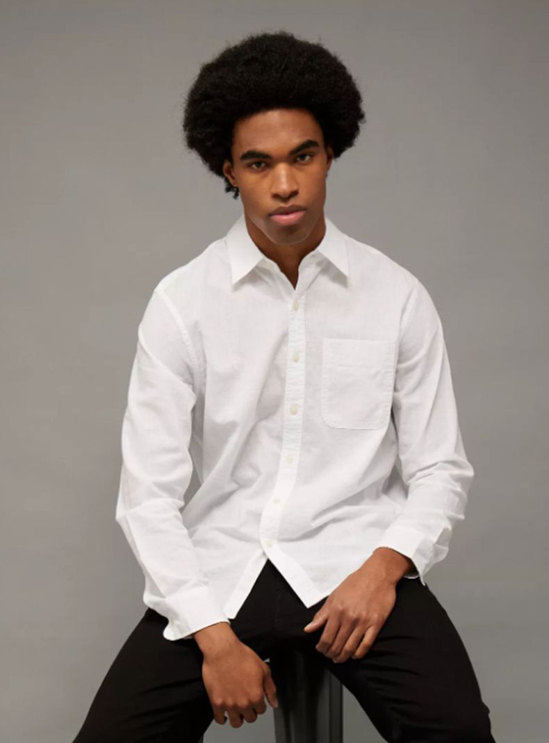 Camisa AE Everyday de Lino con Botones Bolsillo