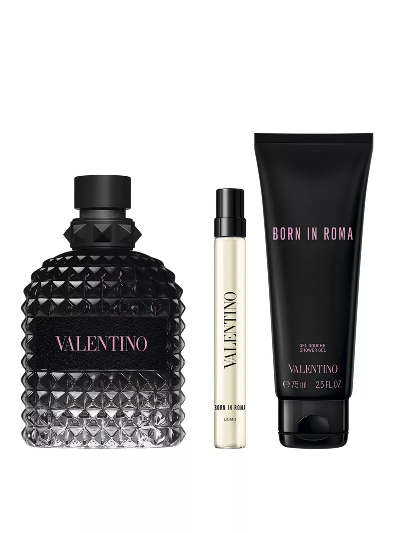 Set Perfume Born in Roma Uomo EDT Hombre 100ml + 10ml + Shower Gel 75ml Valentino