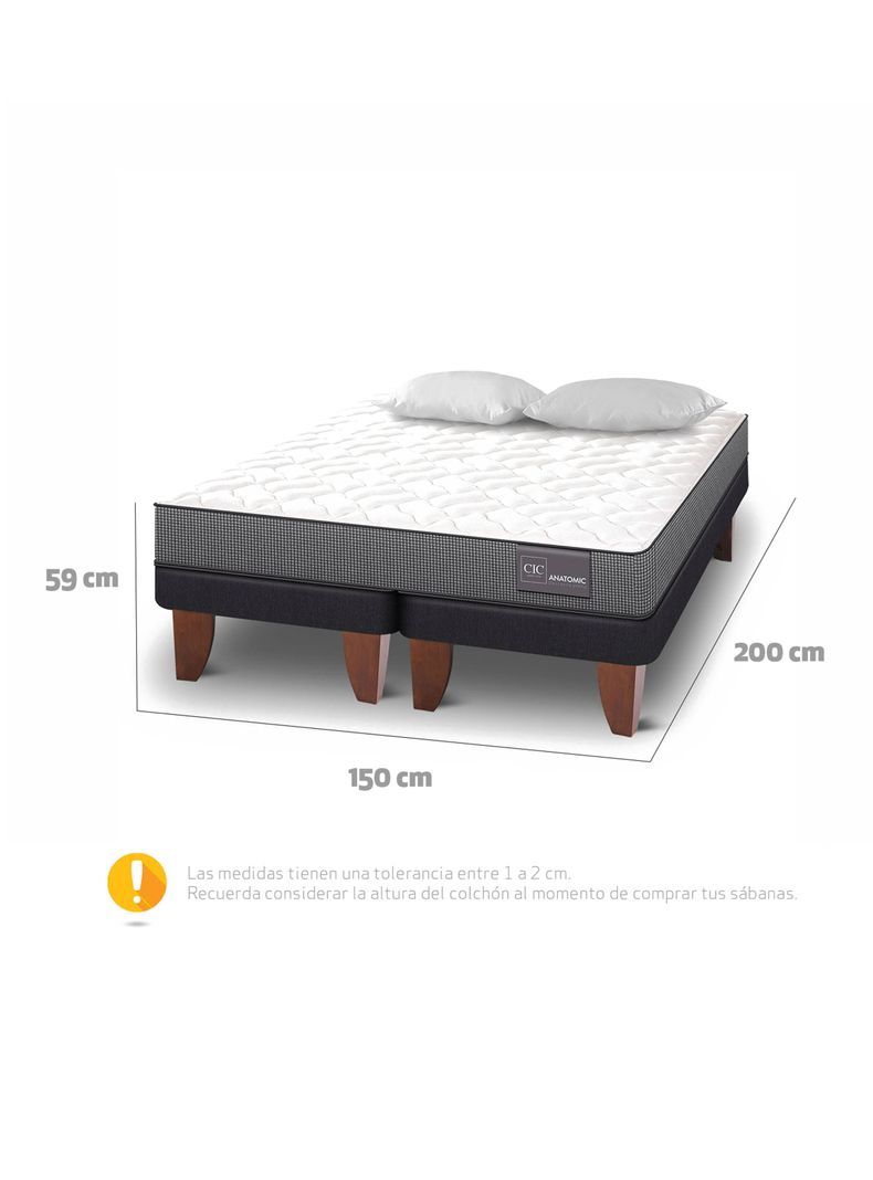 Cama Europea Anatomic Base Dividida 2 Plazas + Almohadas-1