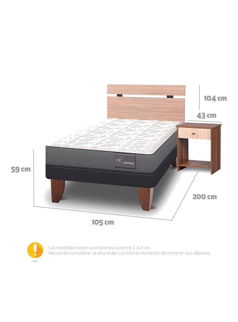 Cama Europea Anatomic 1.5 Plazas Set Muebles Olmo-1