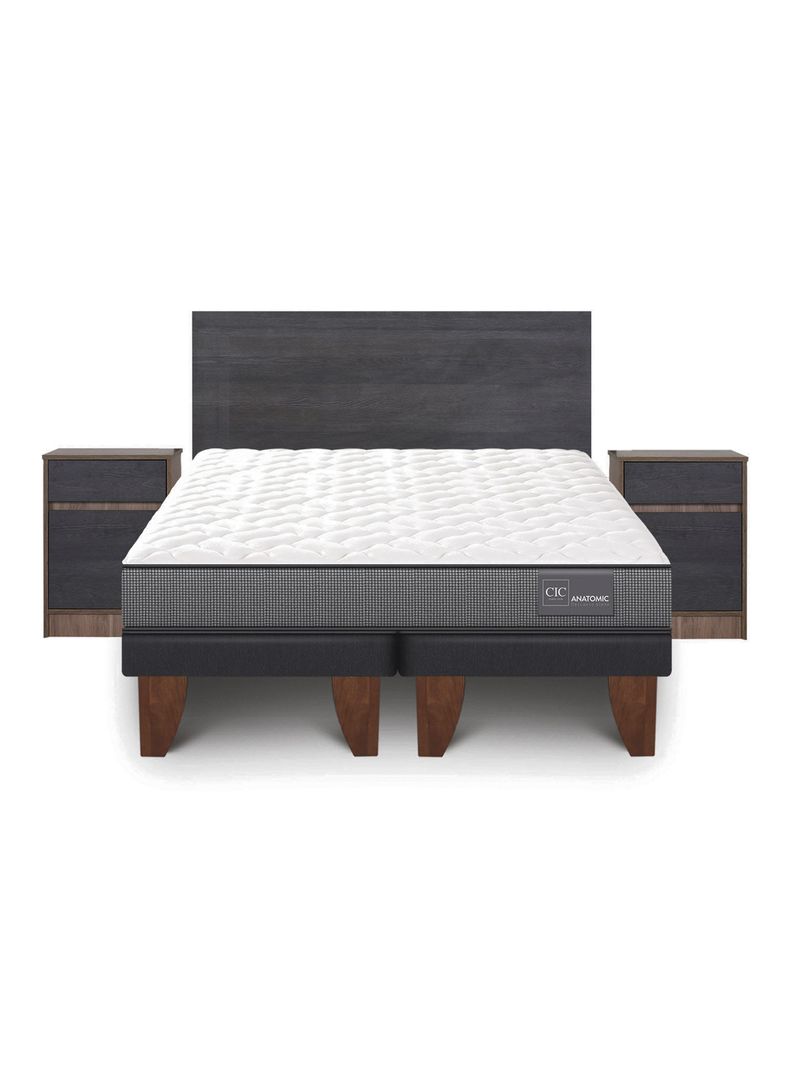 Cama Europea Anatomic 2 Plazas + Set Muebles Espresso-2