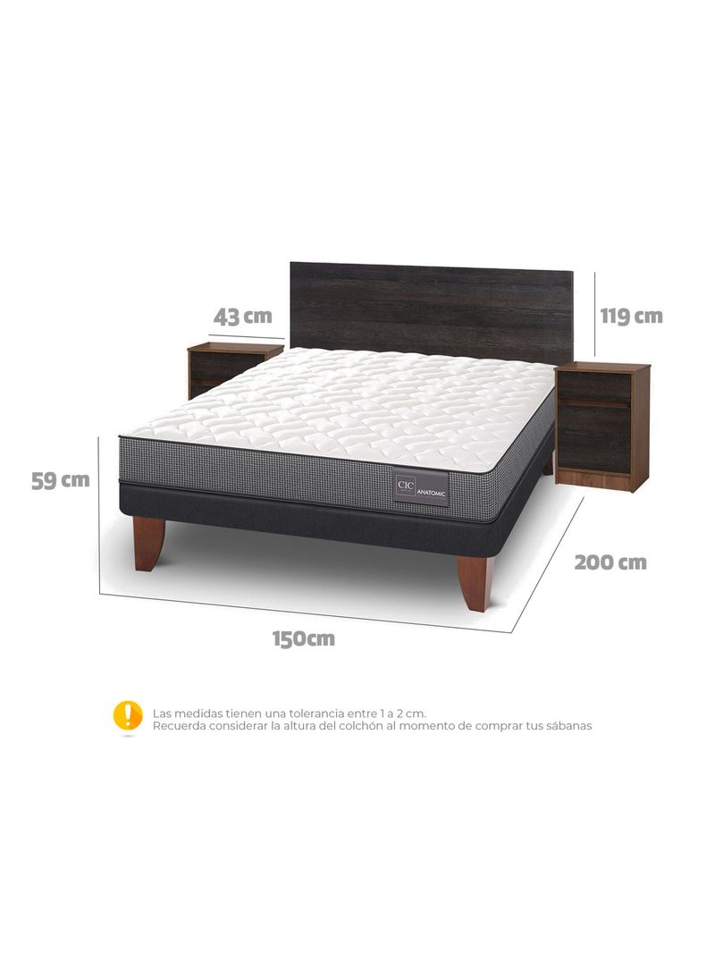 Cama Europea Anatomic 2 Plazas + Set Muebles Espresso-1
