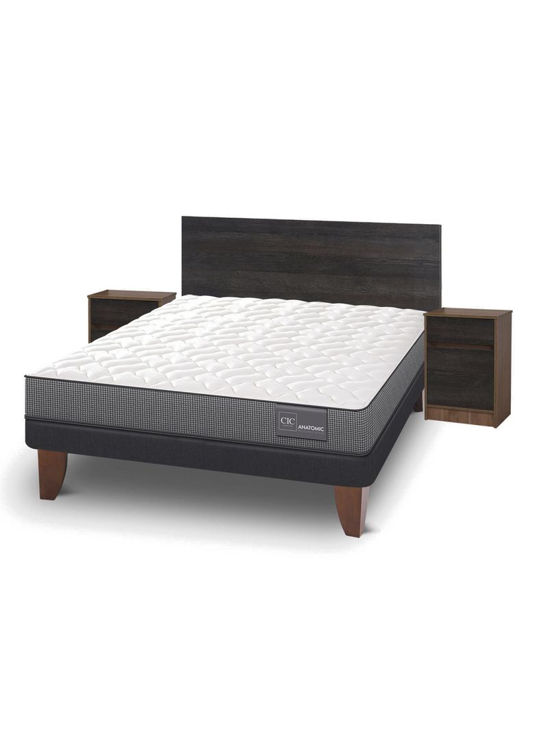 Cama Europea Anatomic 2 Plazas + Set Muebles Espresso-0