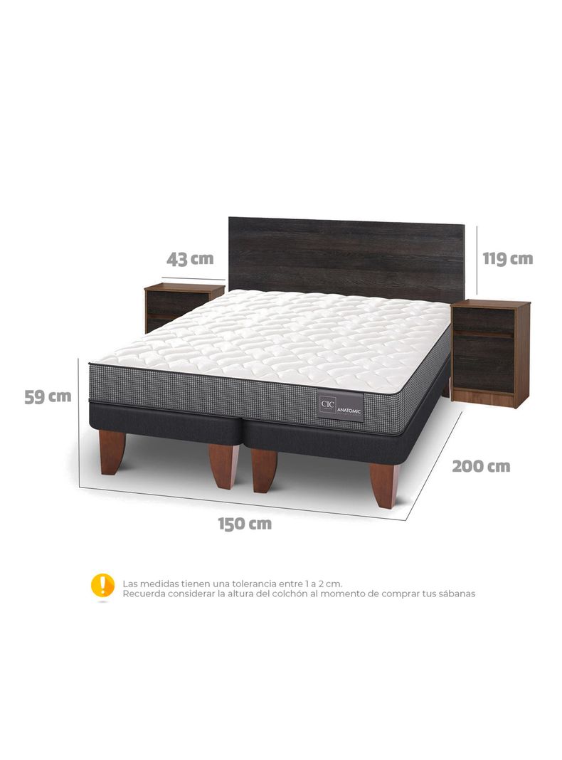 Cama Europea Anatomic 2 Plazas Base Dividida + Set Muebles Espresso-1