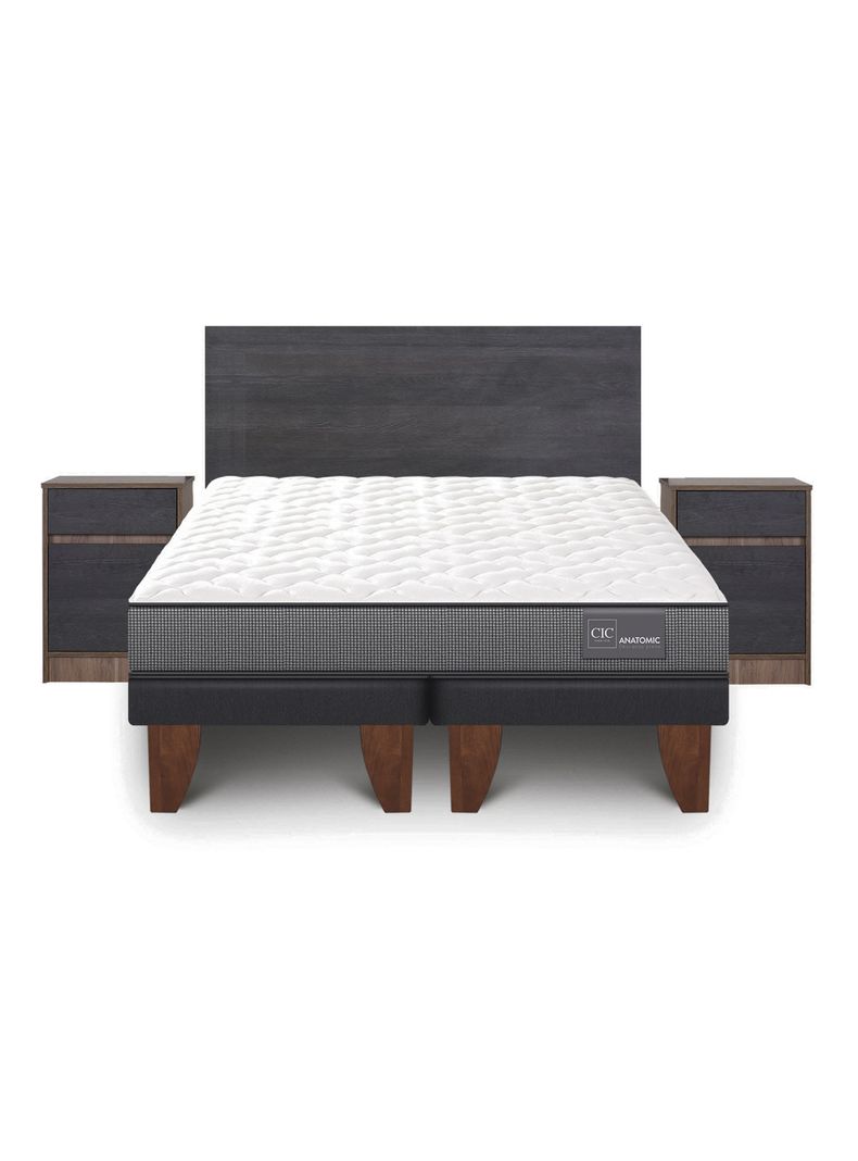 Cama Europea Anatomic 2 Plazas Base Dividida + Set Muebles Espresso-2
