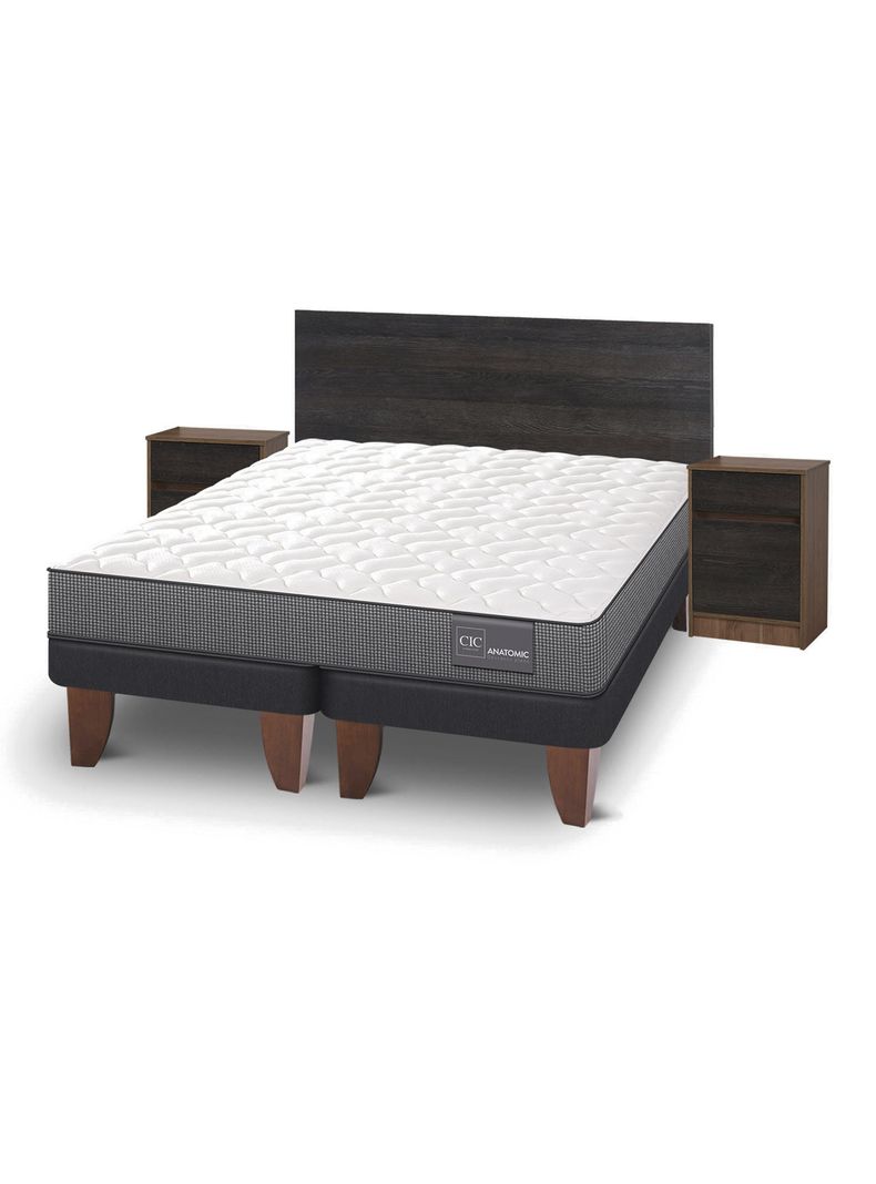 Cama Europea Anatomic King + Set Muebles Espresso-0