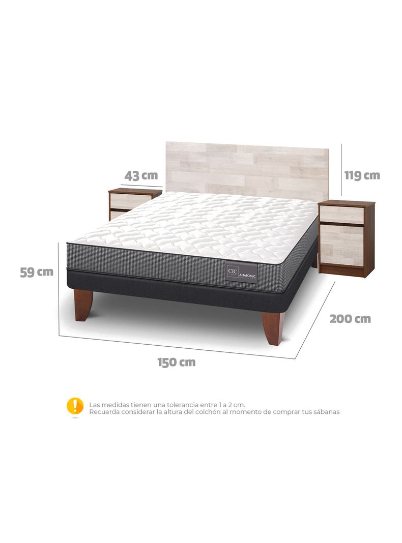 Cama Europea Anatomic 2 Plazas + Set Muebles Legno-1