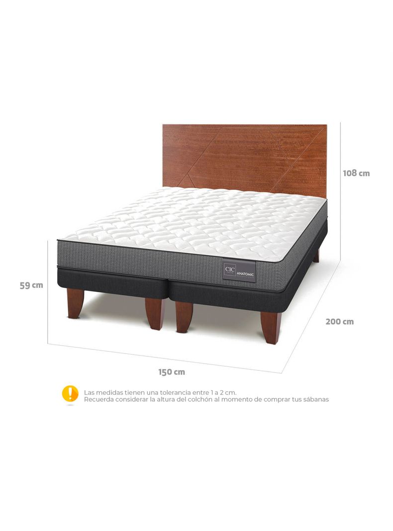Cama Europea Anatomic 2 Plazas Base Dividida + Respaldo Villarrica-1