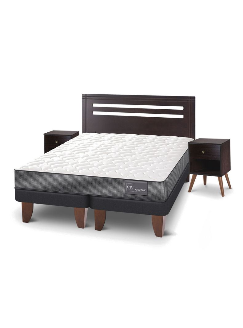 Cama Europea Anatomic 2 Plazas Base Dividida + Muebles Múnich