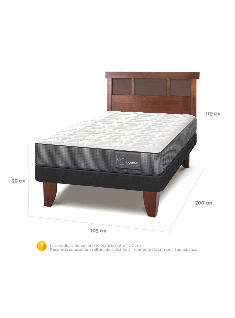 Cama Europea Anatomic 1.5 Plazas + Respaldo Dublin-1
