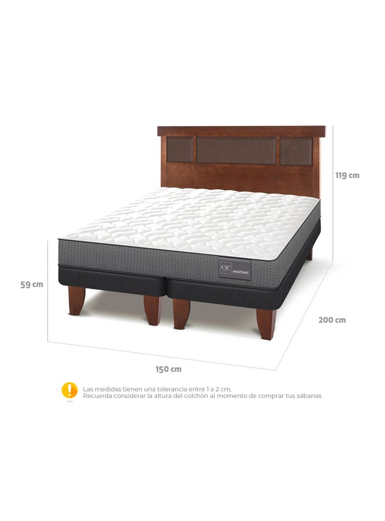Cama Europea Anatomic 2 Plazas Base Dividida + Respaldo Dublín-1