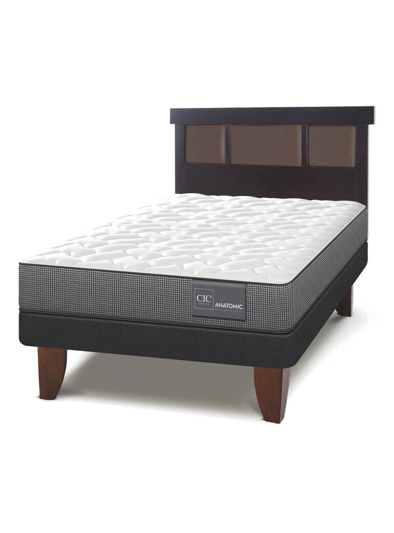 Cama Europea Anatomic 1.5 Plazas + Respaldo Dublin Chocolate-0