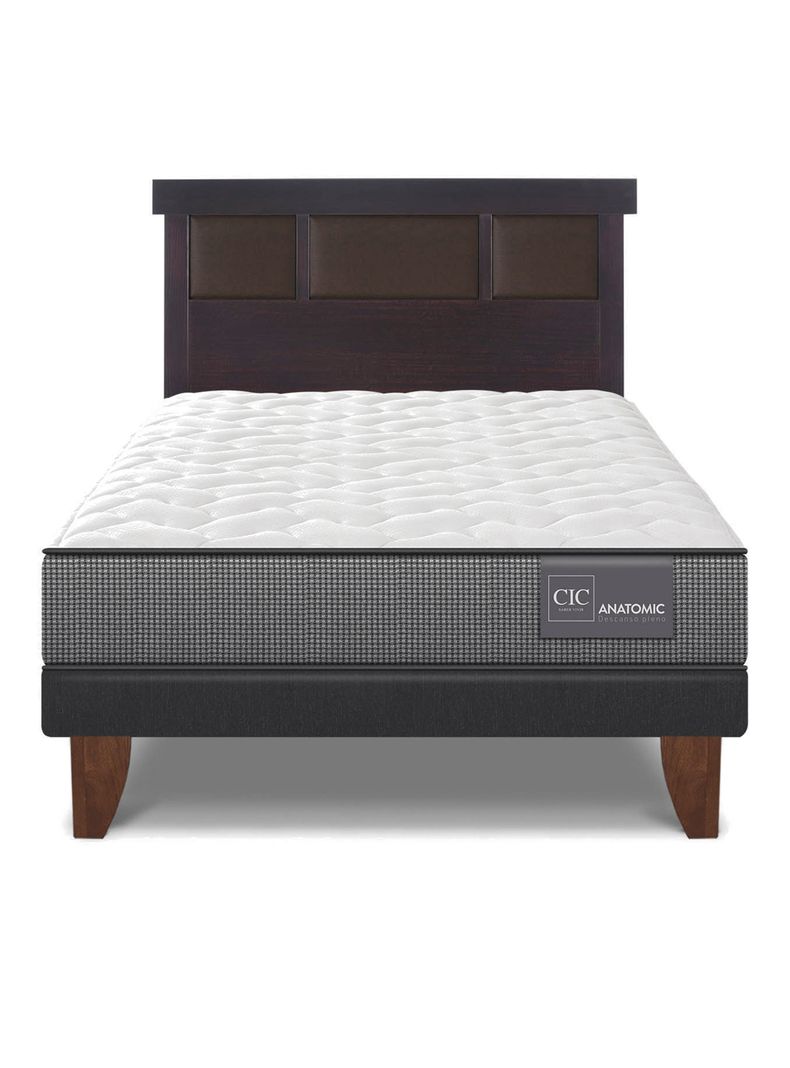 Cama Europea Anatomic 1.5 Plazas + Respaldo Dublin Chocolate-2