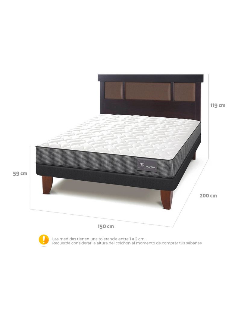 Cama Europea Anatomic 2 Plazas + Respaldo Dublín Chocolate-1