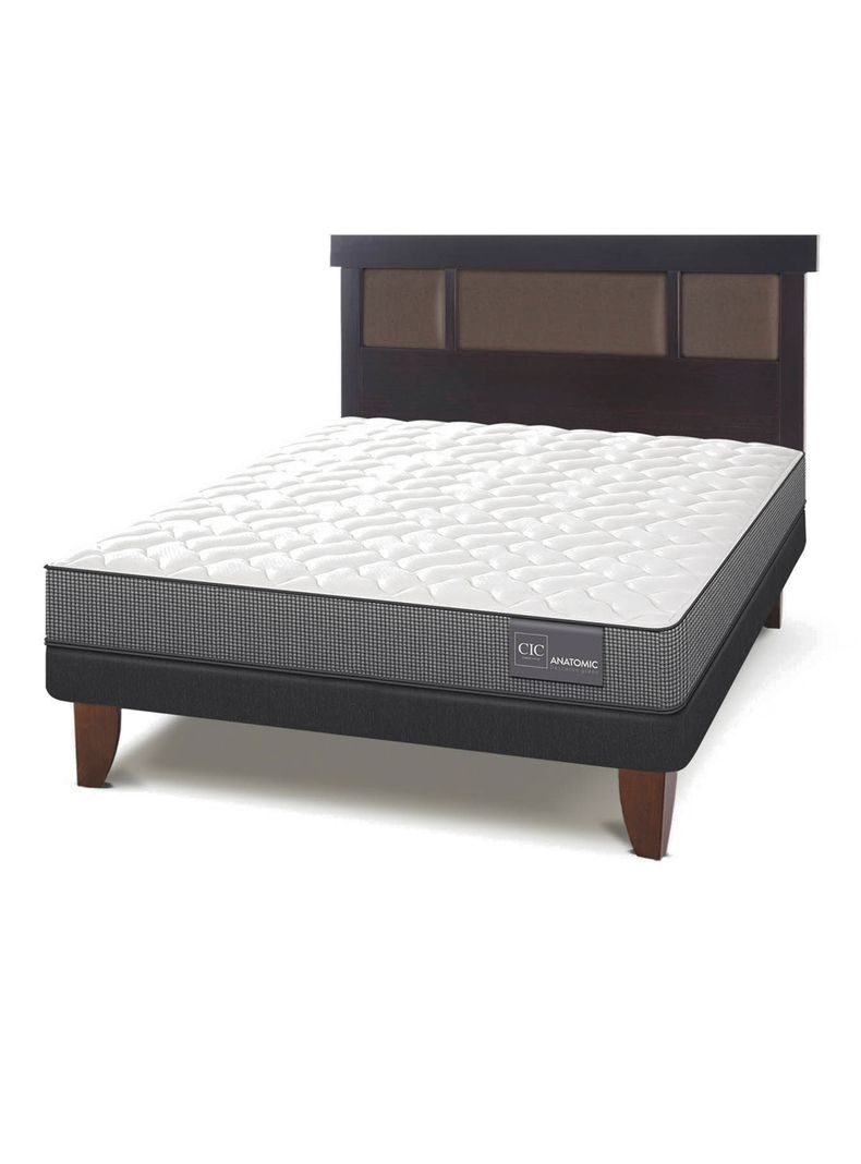 Cama Europea Anatomic 2 Plazas + Respaldo Dublín Chocolate-0