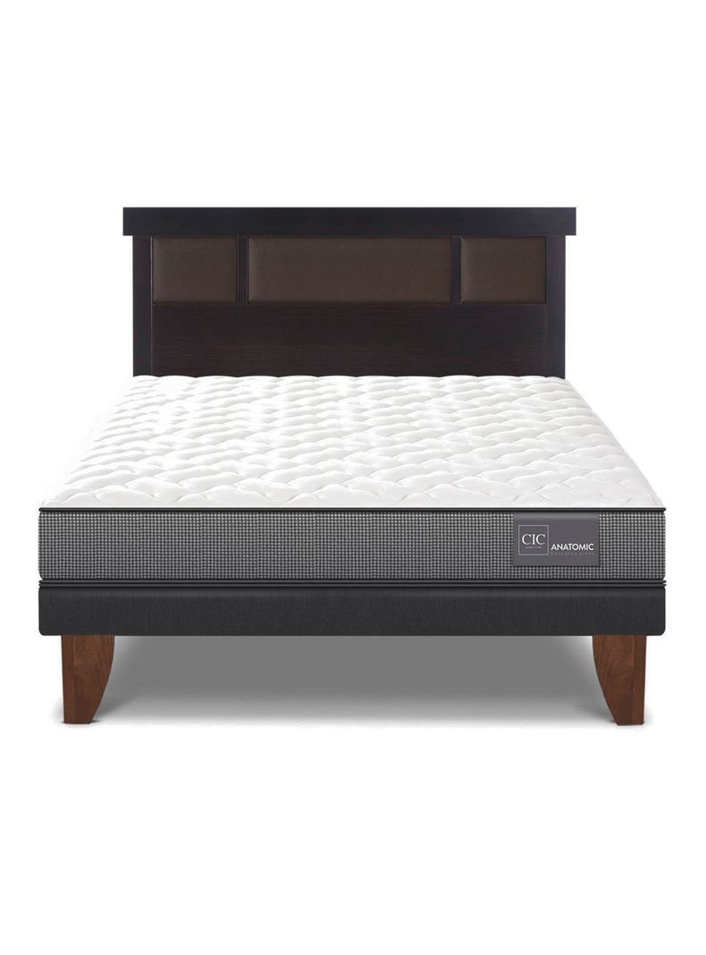 Cama Europea Anatomic 2 Plazas + Respaldo Dublín Chocolate-2