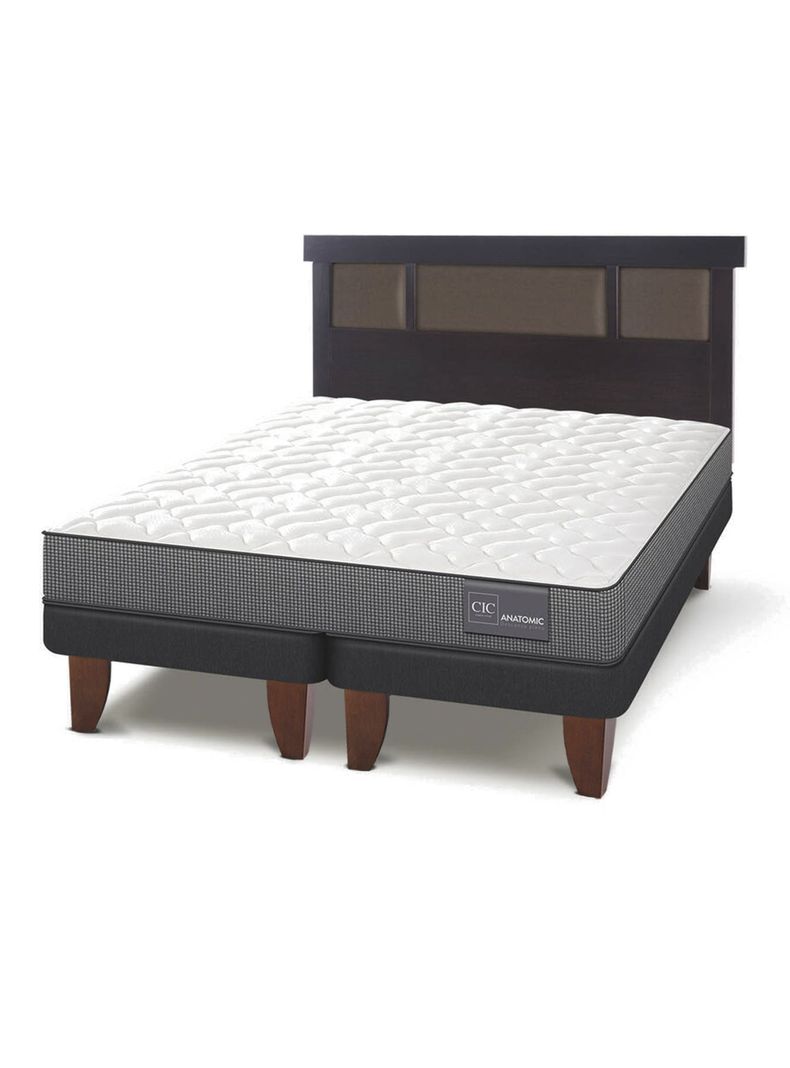 Cama Europea Anatomic 2 Plazas Base Dividida + Respaldo Dublín Chocolate-0