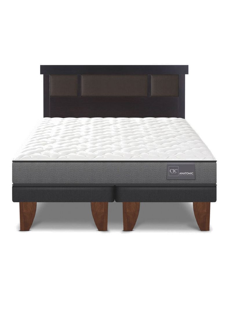Cama Europea Anatomic 2 Plazas Base Dividida + Respaldo Dublín Chocolate-2