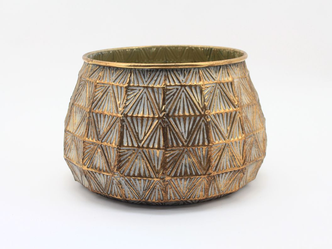 Macetero Dorado Geometrico M
