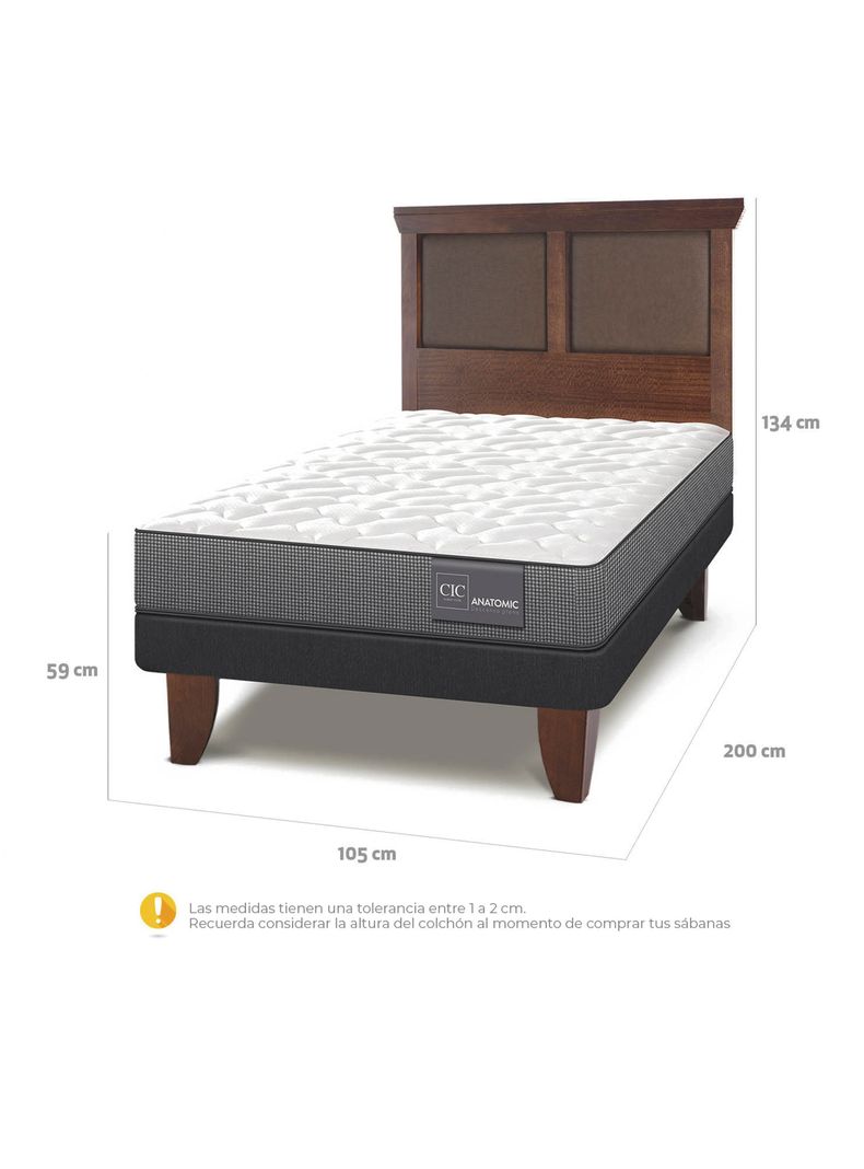 Cama Europea Anatomic 1.5 Plazas + Respaldo Torino-1