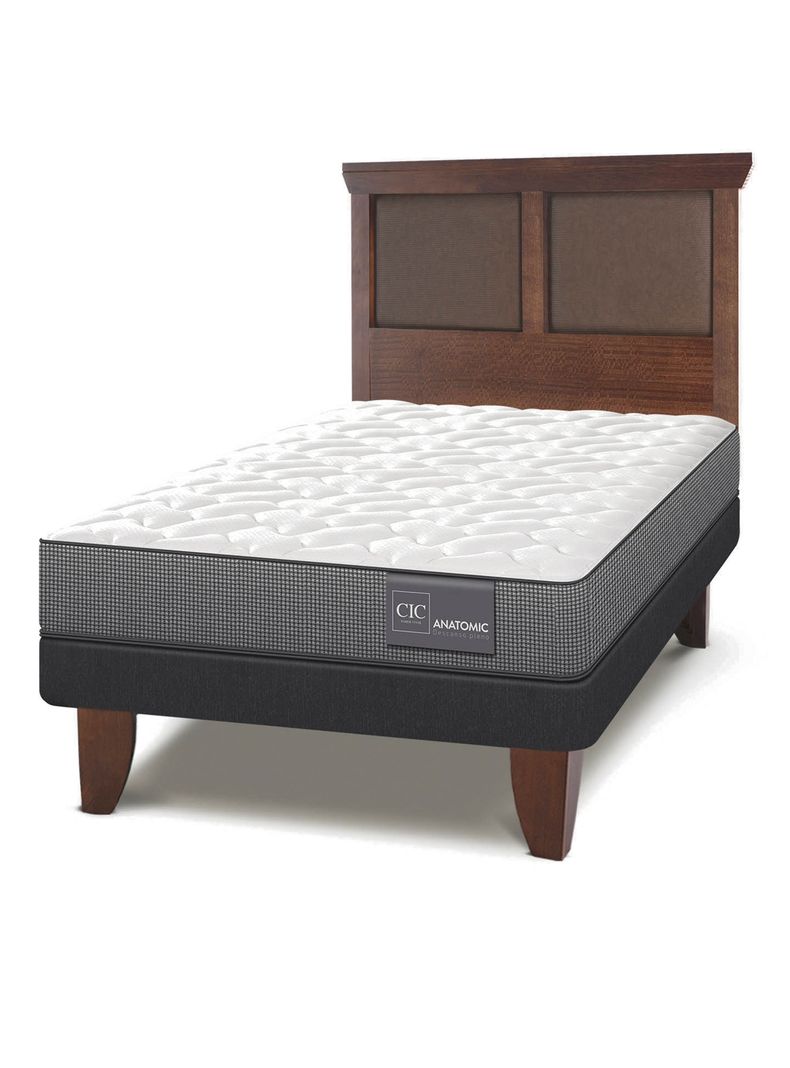 Cama Europea Anatomic 1.5 Plazas + Respaldo Torino-0