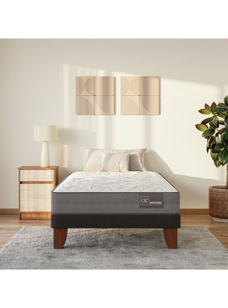Cama Europea Anatomic 1.5 Plazas + Respaldo Torino-5