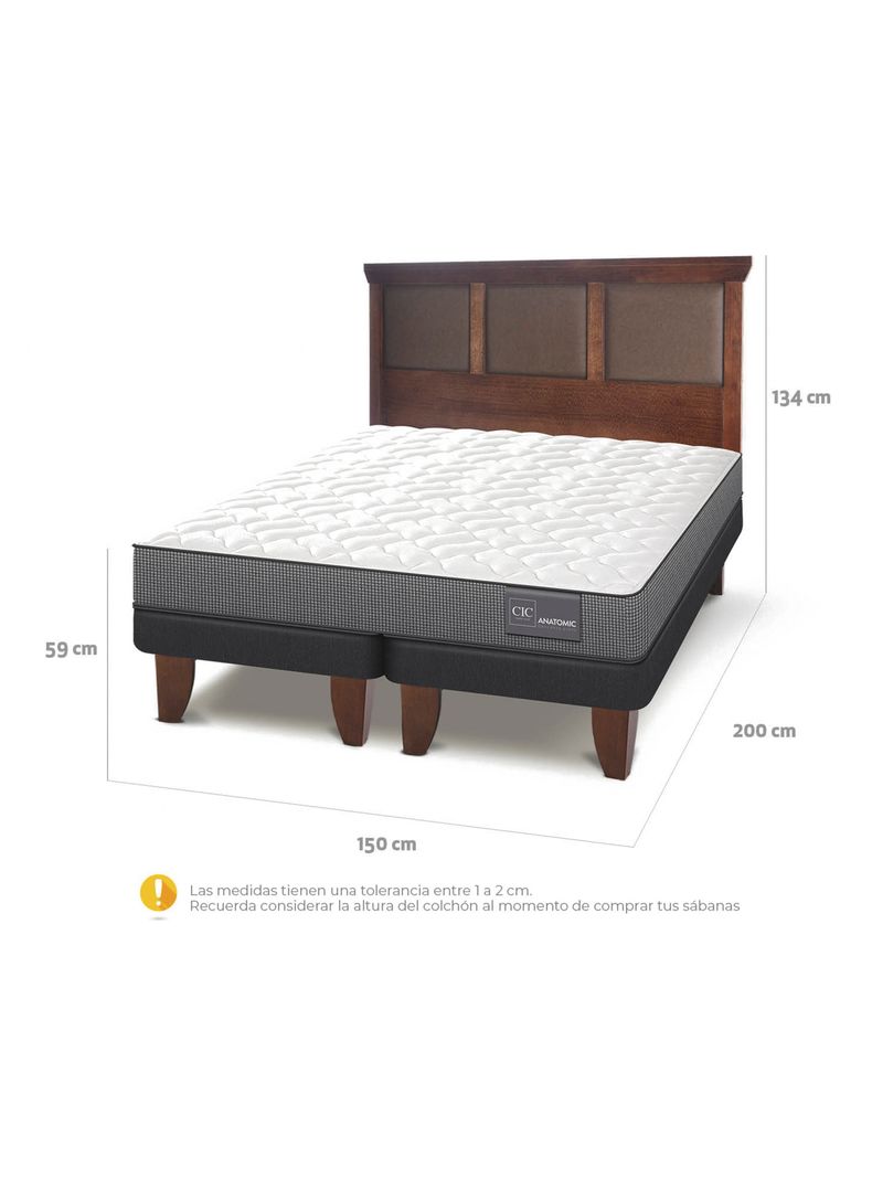Cama Europea Anatomic Base Dividida 2 Plazas + Respaldo Torino-1