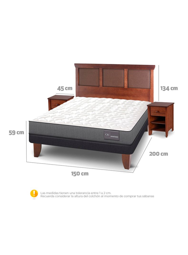 Cama Europea Anatomic 2 Plazas + Set Torino-1