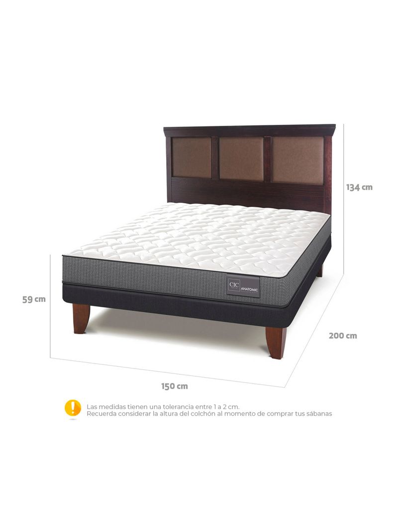 Cama Europea Anatomic 2 Plazas + Respaldo Torino Chocolate-1
