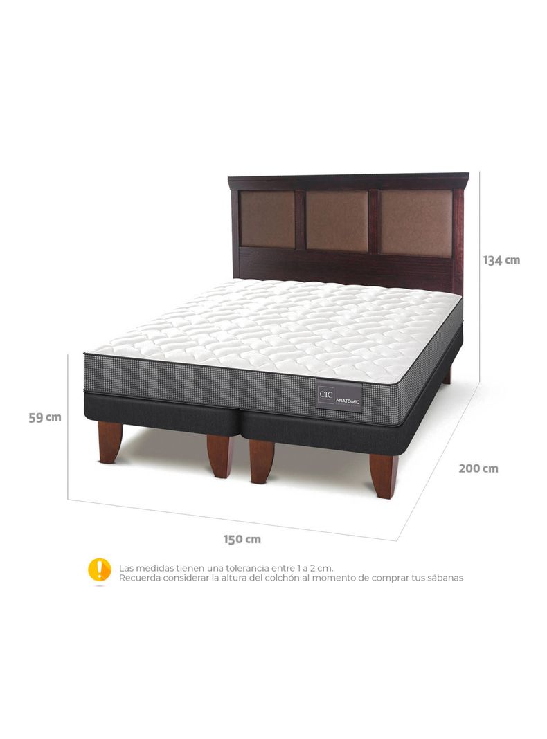 Cama Europea Anatomic Base Dividida 2 Plazas + Respaldo Torino Chocolate-1