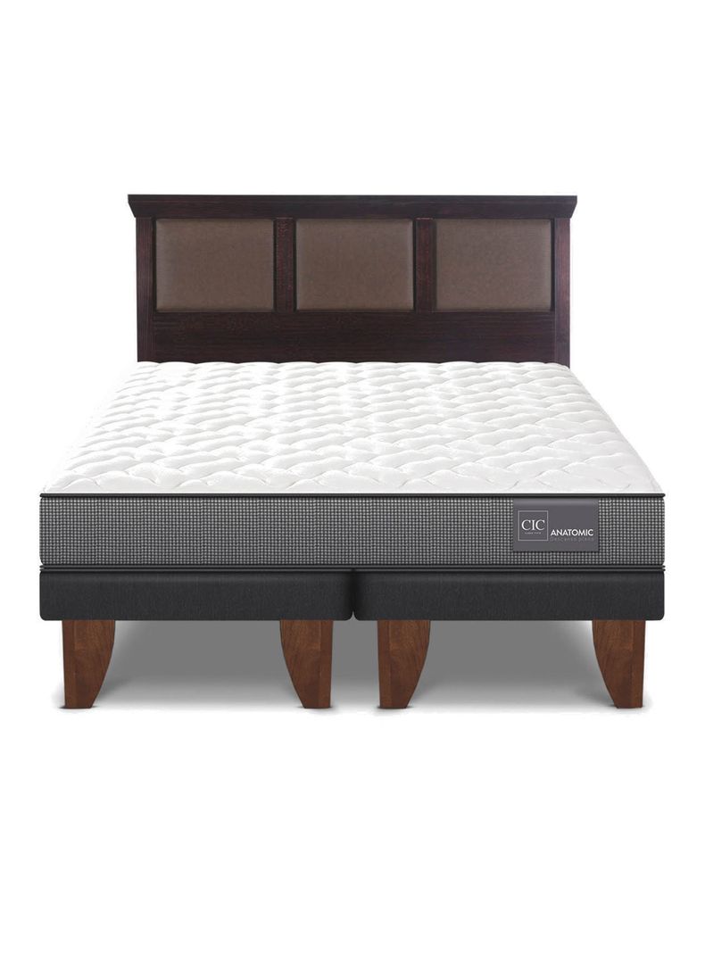 Cama Europea Anatomic Base Dividida 2 Plazas + Respaldo Torino Chocolate-2