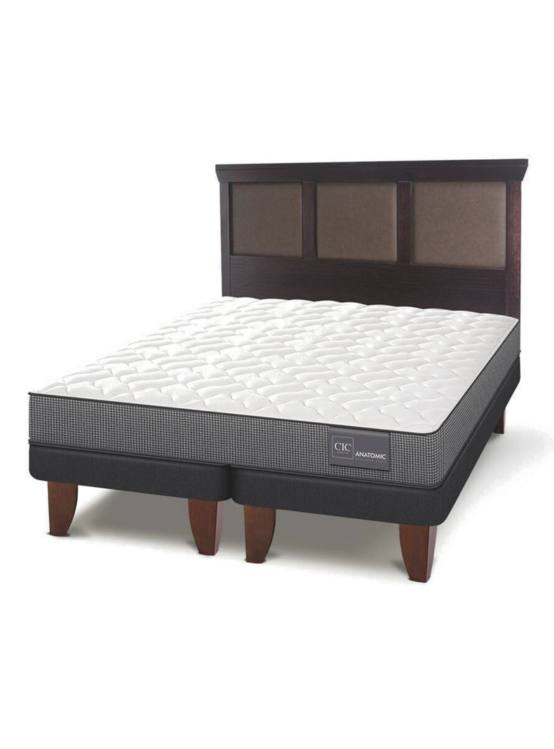 Cama Europea Anatomic Base Dividida 2 Plazas + Respaldo Torino Chocolate-0