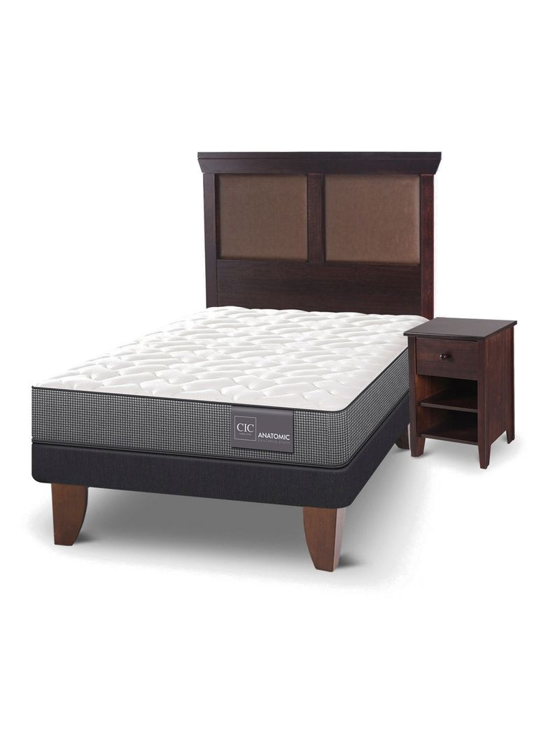 Cama Europea Anatomic 1.5 Plazas + Set Torino Chocolate-0