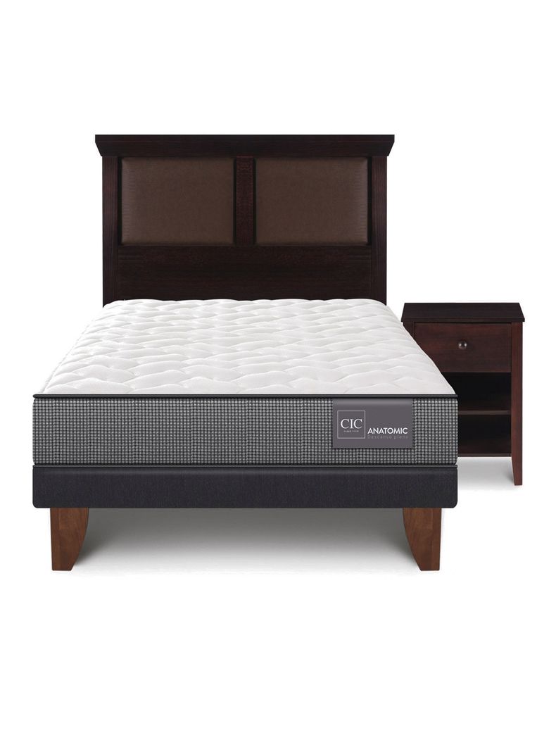 Cama Europea Anatomic 1.5 Plazas + Set Torino Chocolate-2