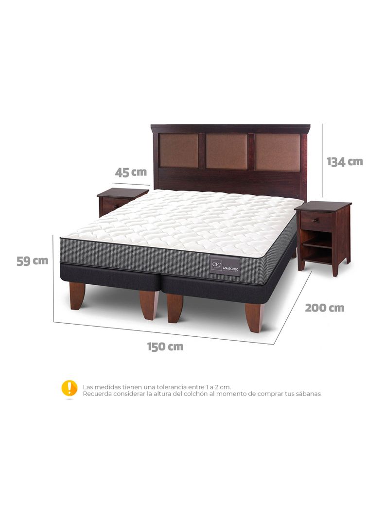 Cama Europea Anatomic 2 Plazas Base Dividida + Set Torino Chocolate-1