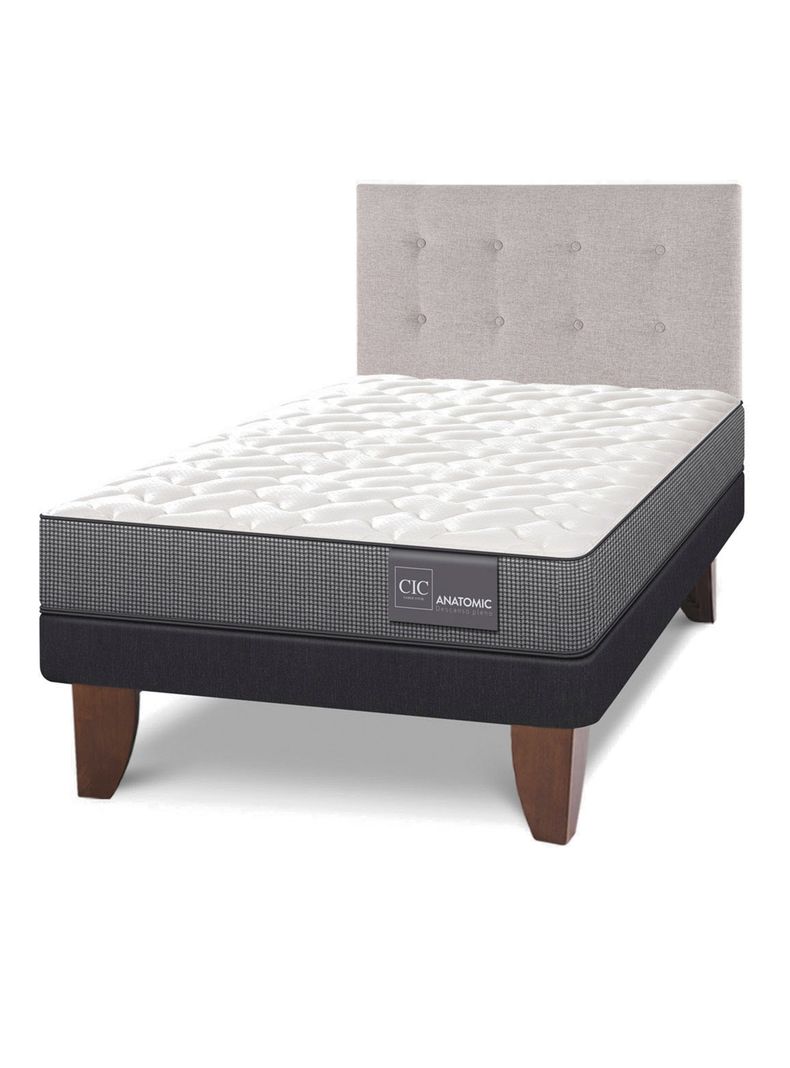 Cama Europea Anatomic 1.5 Plazas + Respaldo Tigris