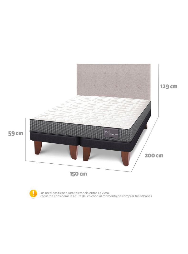Cama Europea Anatomic 2 Plazas Base Dividida + Respaldo Tigris-1
