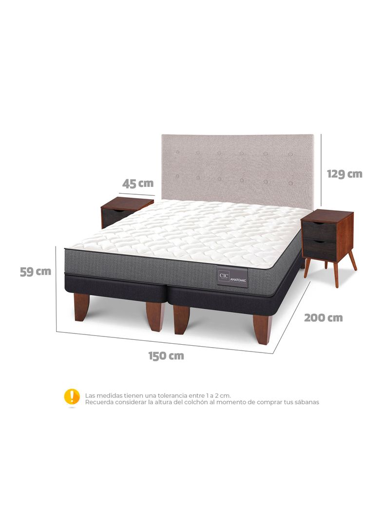 Cama Europea Anatomic 2 Plazas Base Dividida + Set Tigris-1
