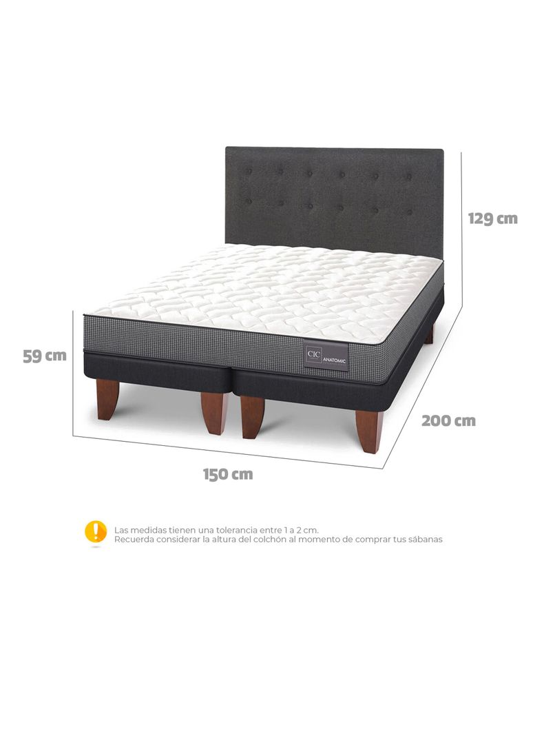 Cama Europea Anatomic 2 Plazas Base Dividida + Respaldo Eufrates-2