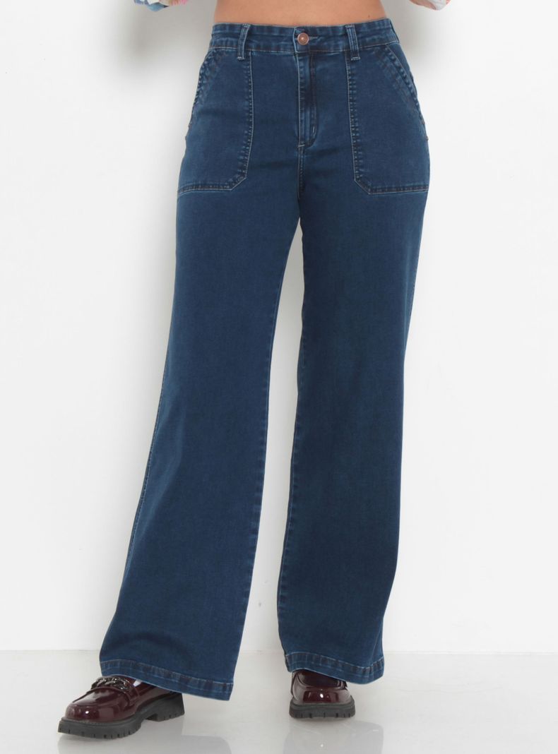 Jeans Cargo Recto Pretina Dos Botones Ja35