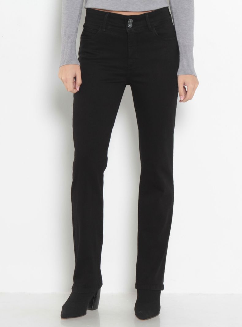 Jeans Dos Botones Pitillo Push Up Pretina Media