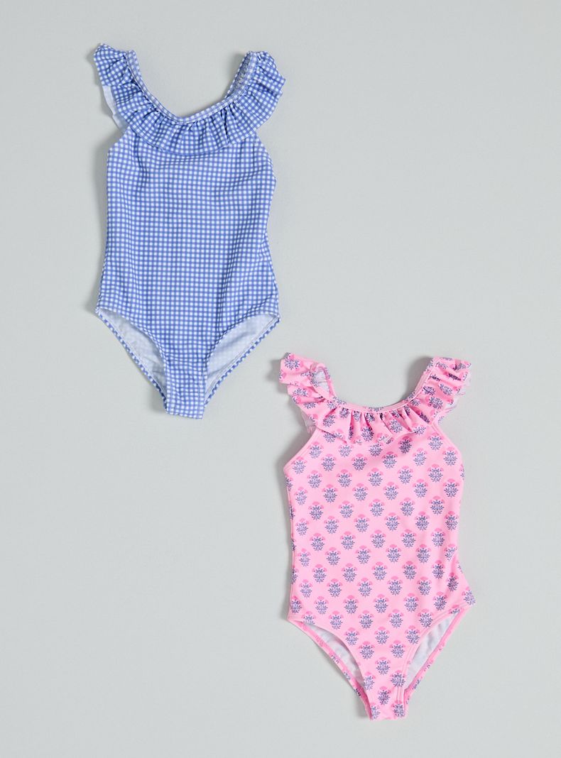 Traje de Baño Bipack Tirantes Volados Estampado y Flores