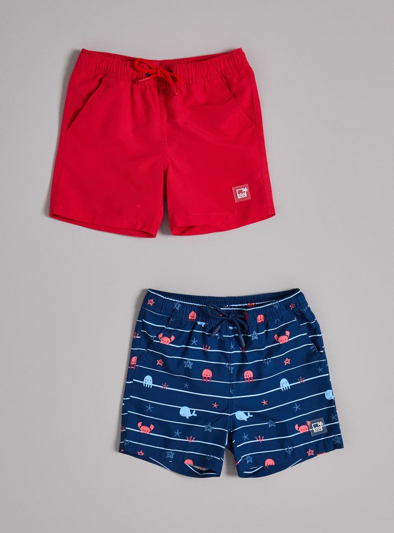 Traje de Baño Estampado Marino y Color Sólido