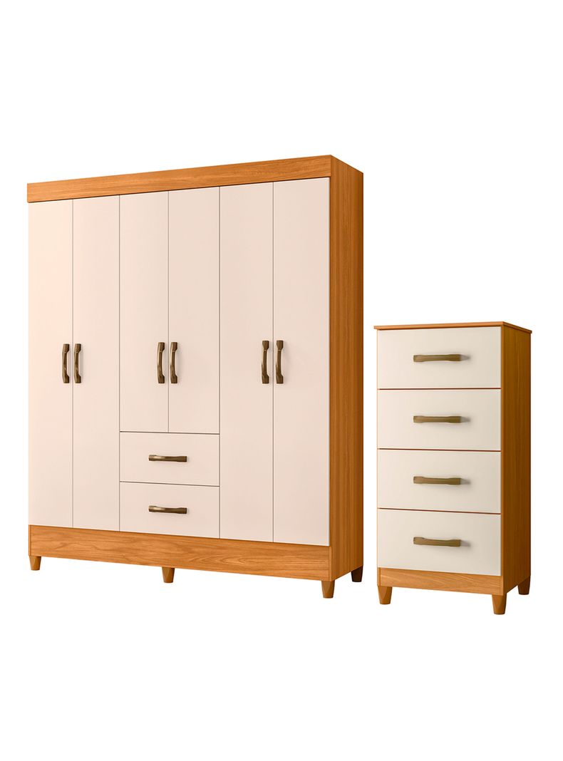 Combo Clóset 6 Puertas + Cómoda 4 Cajones Beige