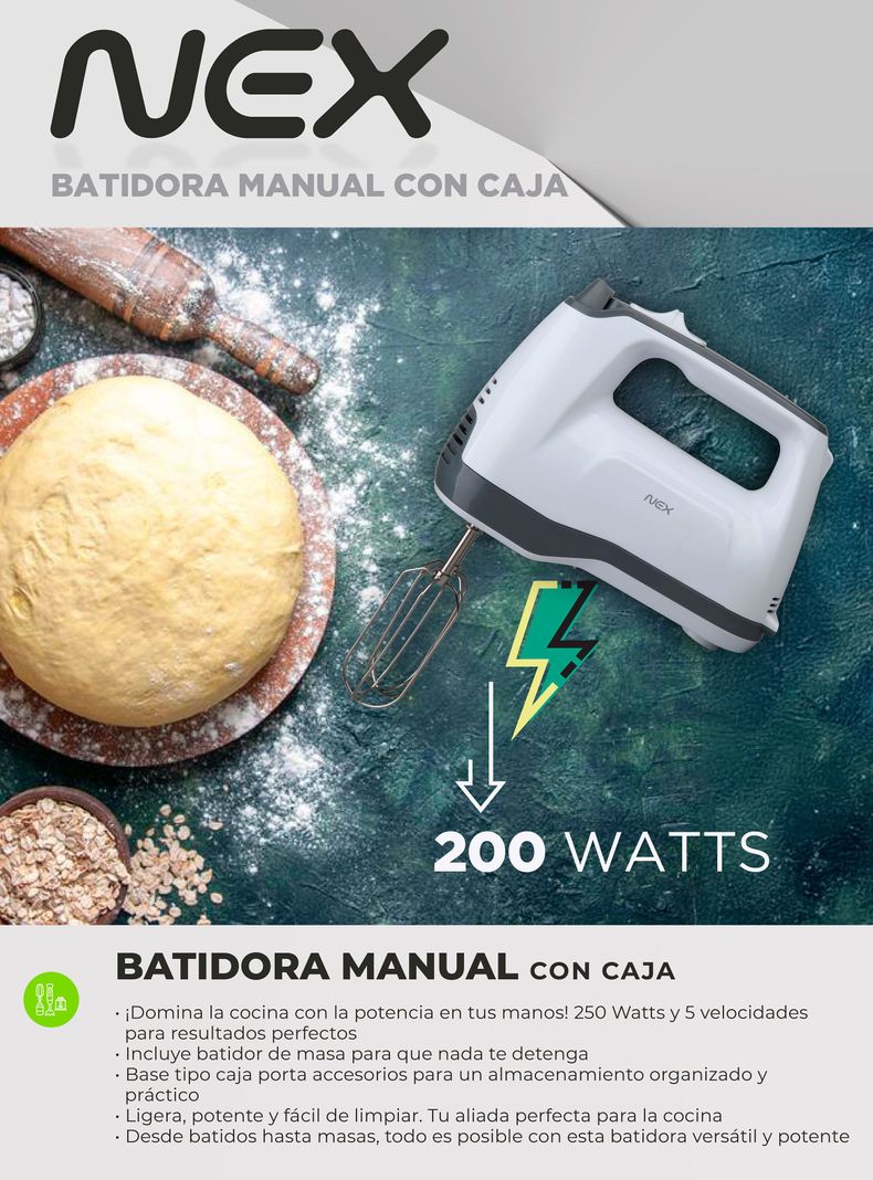 Batidora Manual con Caja para Accesorios 200W-7