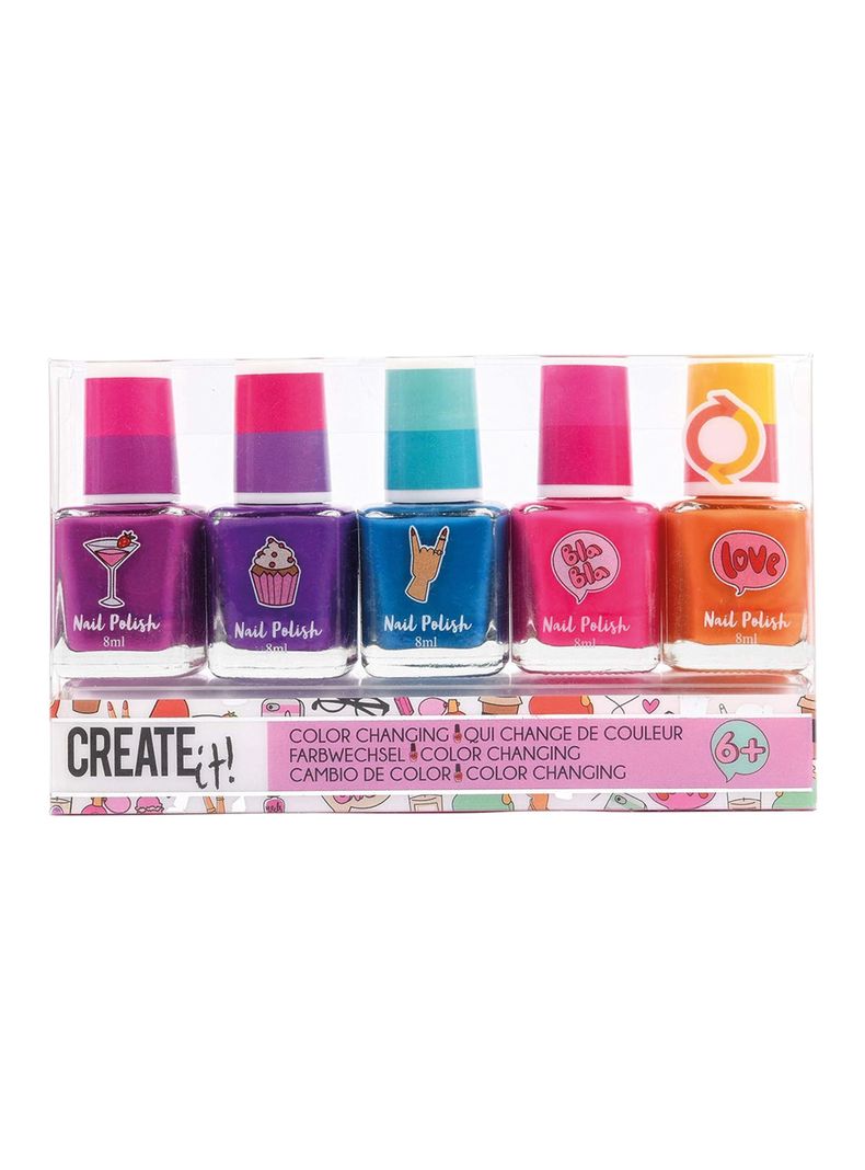 Set de Belleza Niñas 5 Esmaltes de Uñas Cambia de Color